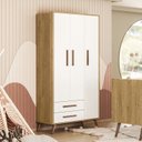 Ver imagem 1 de Guarda-Roupa 3 Portas com 2 Gavetas Q Encanto Retrô Marrom/Freijo Toq/Branco Acetinado