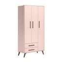 Ver imagem 4 de Guarda-Roupa 3 Portas com 2 Gavetas Q Encanto Retrô Rosa/Acetinado