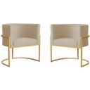 Ver imagem 1 de Kit 2 Poltronas Decorativa Sala de Estar Luana Base Gold Suede