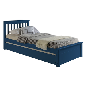Conjunto Cama Solteiro Inglesa com Cama Auxiliar em Madeira Maciça Azul