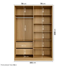 Guarda-Roupa 4 Portas Reflecta 100% MDF Orion CabeCasa MadeiraOriginals - 3