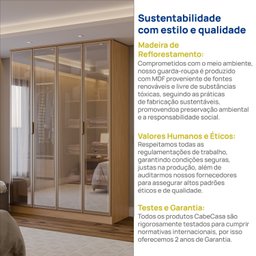 Guarda-Roupa 4 Portas Reflecta 100% MDF Orion CabeCasa MadeiraOriginals - 11