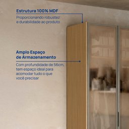 Guarda-Roupa 4 Portas Reflecta 100% MDF Orion CabeCasa MadeiraOriginals - 7