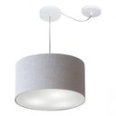 Ver imagem 3 de Lustre Pendente Cilíndrico com Desvio de Centro Md-4256 Cúpula em Tecido 40x21cm Rustico Cinza -