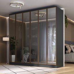 Guarda-roupa 6 Portas Reflecta 4 Gavetas Internas Ravi - 1