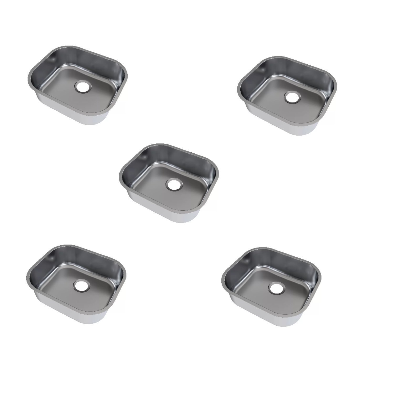 Cuba Inox de Embutir 40x34x15 Invicta Polido Docol - 5 Peças na Embalagem - 1