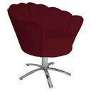 Ver imagem 2 de Poltrona Cadeira com Base Giratoria Cromado Pétala Suede Bordo