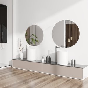 Conjunto Kit 2 Espelhos Redondos Decorativos 40cm e 60cm Lapidados com Suporte para Fixação