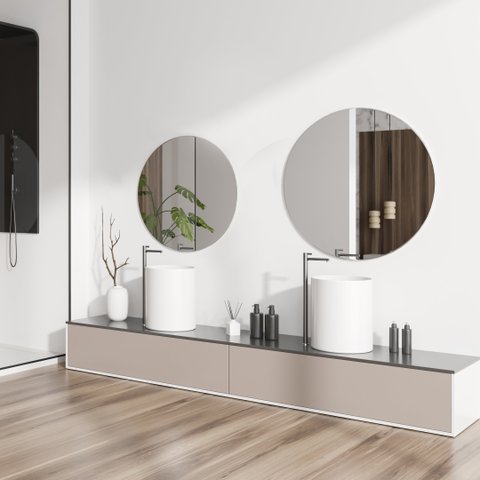 Kit 2 Espelhos Redondos Decorativos 40cm e 60cm Lapidados com Suporte para Fixação