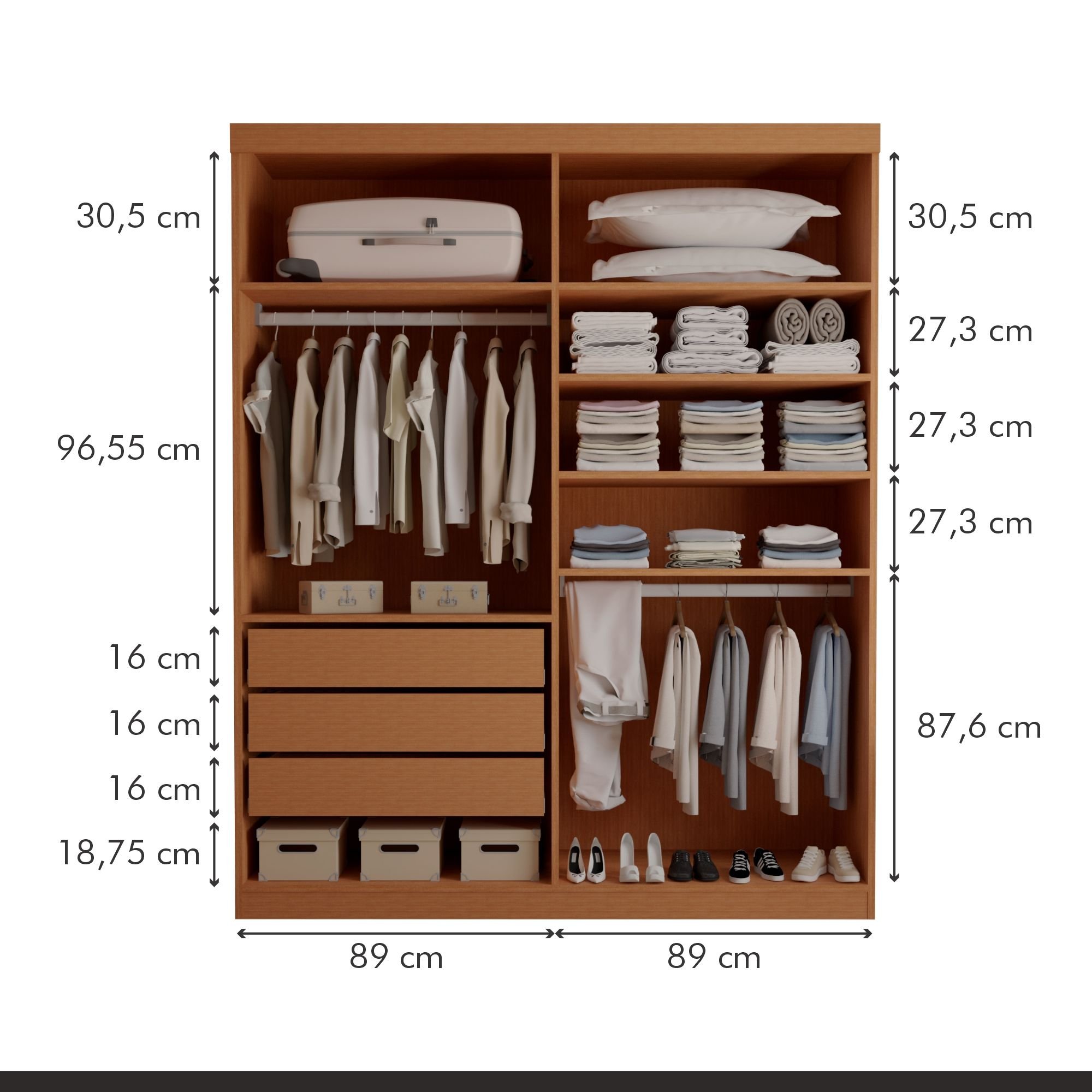 Closet Casal sem Portas 3 Gavetas Roma | MadeiraMadeira