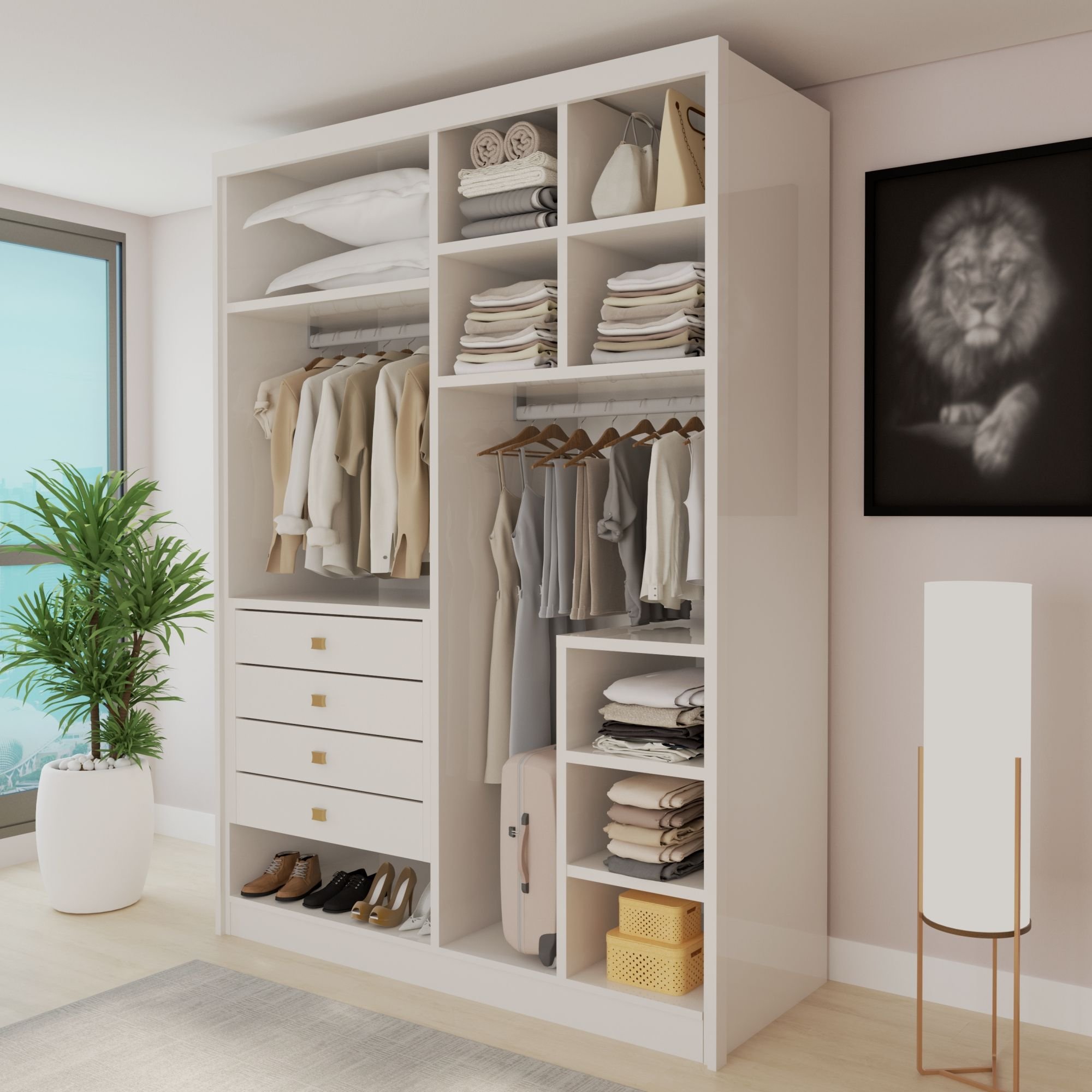 Closet Casal sem Portas 4 Gavetas Bergamo | MadeiraMadeira
