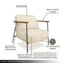 Ver imagem 7 de Kit 2 Poltronas Sala de Estar Pés em Ferro Preto Braço Madeira Maciça 86cm Thane Bouclê Bege