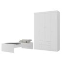 Ver imagem 1 de Jogo de Quarto com Cama Solteiro e Guarda-Roupa 4 Portas 2 Gavetas Lira Multimóveis MP4836 Branco