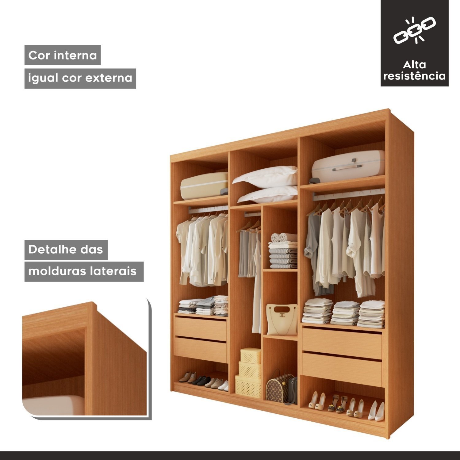 Closet Casal sem Portas 4 Gavetas Cannes | MadeiraMadeira