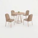 Ver imagem 2 de Conjunto para Sala de Jantar Mesa Ômega Tampo Redondo 90x90 com 4 Cadeiras Rubi