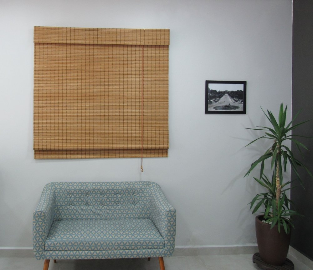 Persiana Romana Bambu Block 120larg x 160alt Natural - Pronta para Instalar