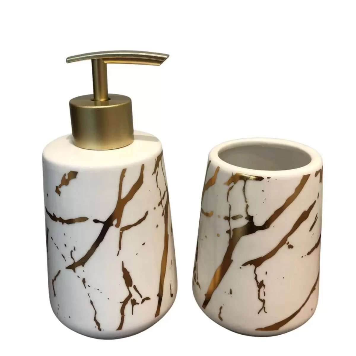 Kit Lavabo Banheiro Decorado Porta Escova Organizador Luxo:dourado - 7