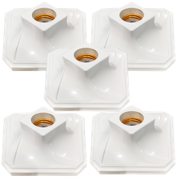 Kit 5 Plafon Quadrado Decorativo Branco Soquete Louça P/led - 1 Kit 5 Plafon Quadrado Decorativo Branco Soquete Louça P/led - 1