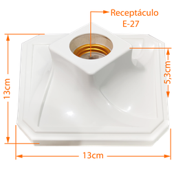 Kit 5 Plafon Quadrado Decorativo Branco Soquete Louça P/led - 2 Kit 5 Plafon Quadrado Decorativo Branco Soquete Louça P/led - 2