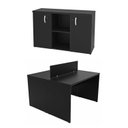 Ver imagem 3 de Conjunto Mesa Componível 2 Lugares 120x60cm + Armário Baixo Credenza para Escritório Corporativo