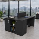 Ver imagem 1 de Conjunto Mesa Componível 2 Lugares 120x60cm + Armário Baixo Credenza para Escritório Corporativo
