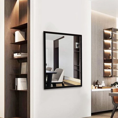 Espelho Decorativo com Moldura Dupla TaColado Moldura Preta 120 x 80cm