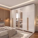 Ver imagem 1 de Guarda-Roupa Casal com Espelho 6 Portas 4 Gavetas com Pés Alpes Yescasa