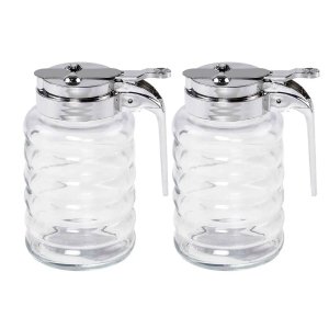 Kit 2 Meleiras de Vidro 150ml com Dosador Potes para Mel Lyor Transparentes Tampa Cromada