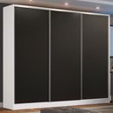 Ver imagem 1 de Guarda-Roupa Casal 100% MDF Madesa Zurique 3 Portas de Correr Branco/Preto Cor:Branco/Preto