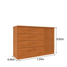 Cômoda 4 Gavetas em Mdf/mdp Ripado Espresso Móveis - 3