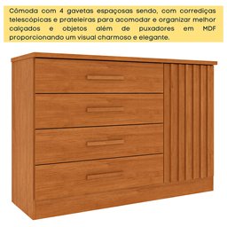 Cômoda 4 Gavetas em Mdf/mdp Ripado Espresso Móveis - 5