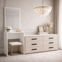 Ver imagem 1 de Cômoda Valência 6 Gavetas com Espelho Creme/branco - Politorno