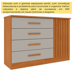 Cômoda 4 Gavetas em Mdf/mdp Ripado Espresso Móveis - 5