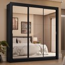 Ver imagem 1 de Guarda-roupa Casal 3 Portas de Correr de Espelho 4 Gavetas Preto Sublime Plus Madesa