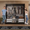 Ver imagem 6 de Guarda-roupa Casal 3 Portas de Correr de Espelho 4 Gavetas Preto Sublime Plus Madesa