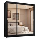 Ver imagem 3 de Guarda-roupa Casal 3 Portas de Correr de Espelho 4 Gavetas Preto Sublime Plus Madesa