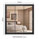 Ver imagem 4 de Guarda-roupa Casal 3 Portas de Correr de Espelho 4 Gavetas Preto Sublime Plus Madesa