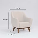 Ver imagem 2 de Poltrona Tecido Linho Base Madeira Paloma Bege Pérola