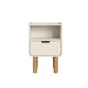 Ver imagem 2 de Mesa de Cabeceira Aura 400 | 1 Gaveta Orgânica Pé Madeira | Offwhite
