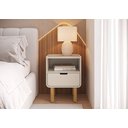 Ver imagem 4 de Mesa de Cabeceira Aura 400 | 1 Gaveta Orgânica Pé Madeira | Offwhite