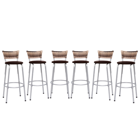 Kit 6 Banqueta Bistro para Cozinha Junco Cappuccino Àrea Gourmet Balcão Bancada bares Churrasqueira