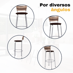 Kit 6 Banqueta Bistro para Cozinha Junco Cappuccino Àrea Gourmet Balcão Bancada bares Churrasqueira - 5