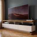 Ver imagem 1 de Rack Aparador 3 Gavetas para Tv até 70″ com Pés de Madeira - Off White/freijo