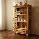 Ver imagem 1 de Armário Cristalheira com Laterais Desenhadas em Rococó Madeira Maciça Estante