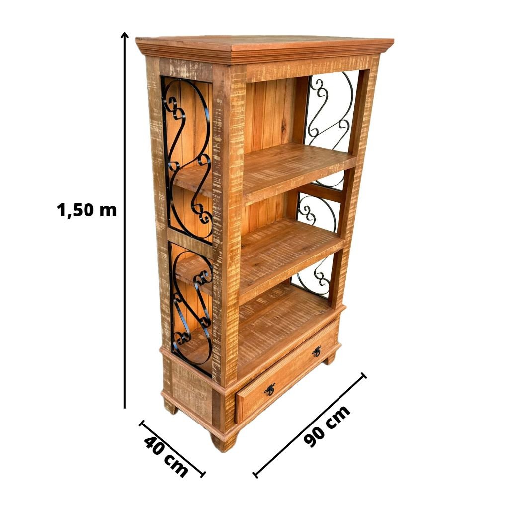 Armário com Laterais em Ferro Desenhadas em Rococó Minas Rústico - 5