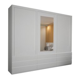 Guarda-Roupa Casal com Espelho 100% MDF 3 Portas e 9 Gavetas Eco 07 Bom Pastor - 2
