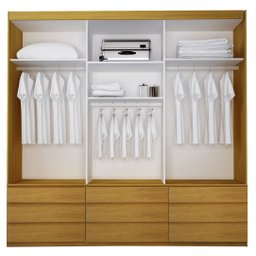 Guarda-Roupa Casal com Espelho 100% MDF 3 Portas e 9 Gavetas Eco 07 Bom Pastor - 3