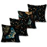 Kit com 4 Capas de Almofadas Decorativas Borboletas Fundo Preto - 1