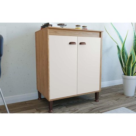 Balcão de Cozinha C/ Tampo Torino C/ 2 Portas 70cm Mel/off White - Movelbento