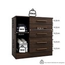 Ver imagem 5 de Cômoda para Quarto 1 Porta 5 Gavetas Advantage Marrom/Capuccino Wood